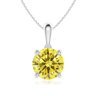 7.4mm Labgrown Classic Round Lab-Grown Fancy Intense Yellow Diamond Solitaire Pendant in P950 Platinum