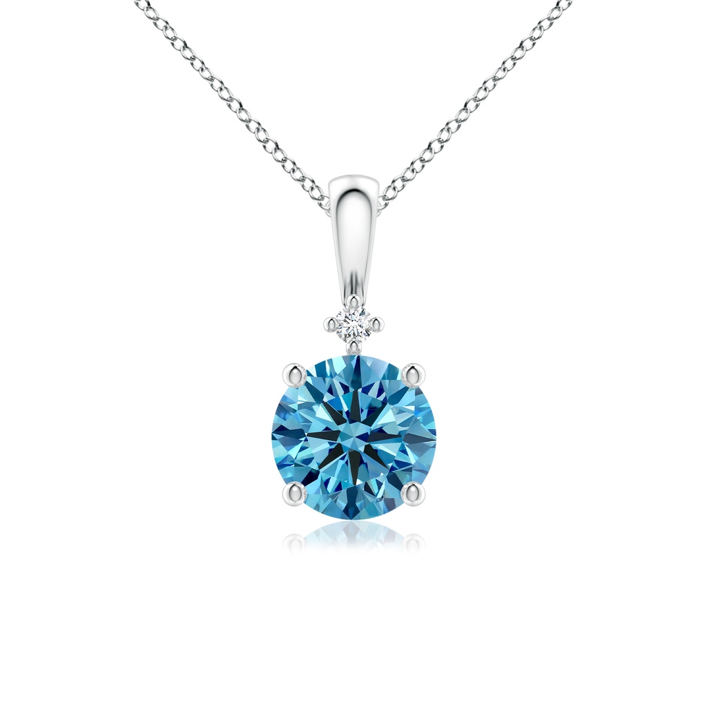 6.4mm Labgrown Round Lab-Grown Fancy Intense Blue Diamond Solitaire Pendant in P950 Platinum