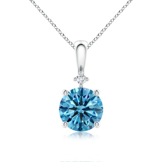 7.4mm Labgrown Round Lab-Grown Fancy Intense Blue Diamond Solitaire Pendant in P950 Platinum