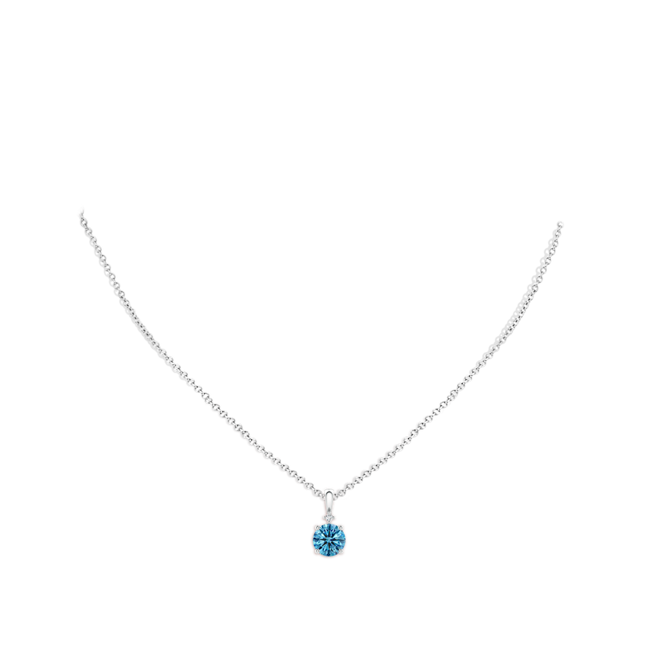 7.4mm Labgrown Round Lab-Grown Fancy Intense Blue Diamond Solitaire Pendant in White Gold pen