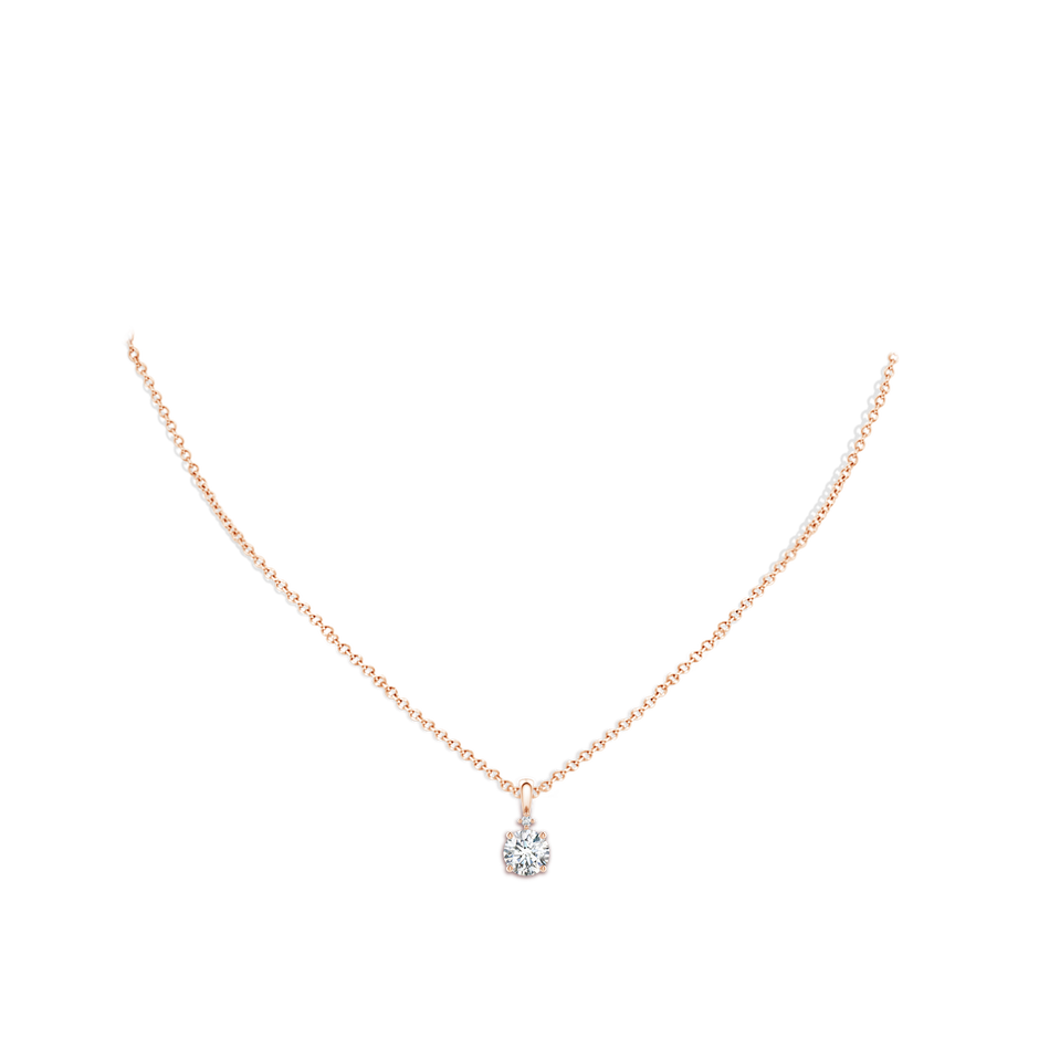 6.4mm FGVS Lab-Grown Round Diamond Solitaire Pendant in Rose Gold pen