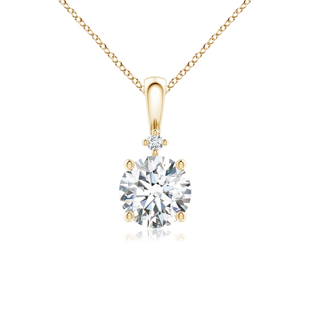 6.4mm FGVS Lab-Grown Round Diamond Solitaire Pendant in Yellow Gold