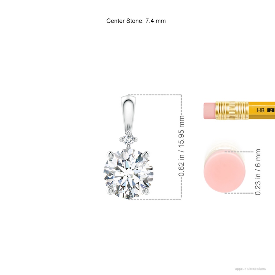7.4mm FGVS Lab-Grown Round Diamond Solitaire Pendant in P950 Platinum ruler