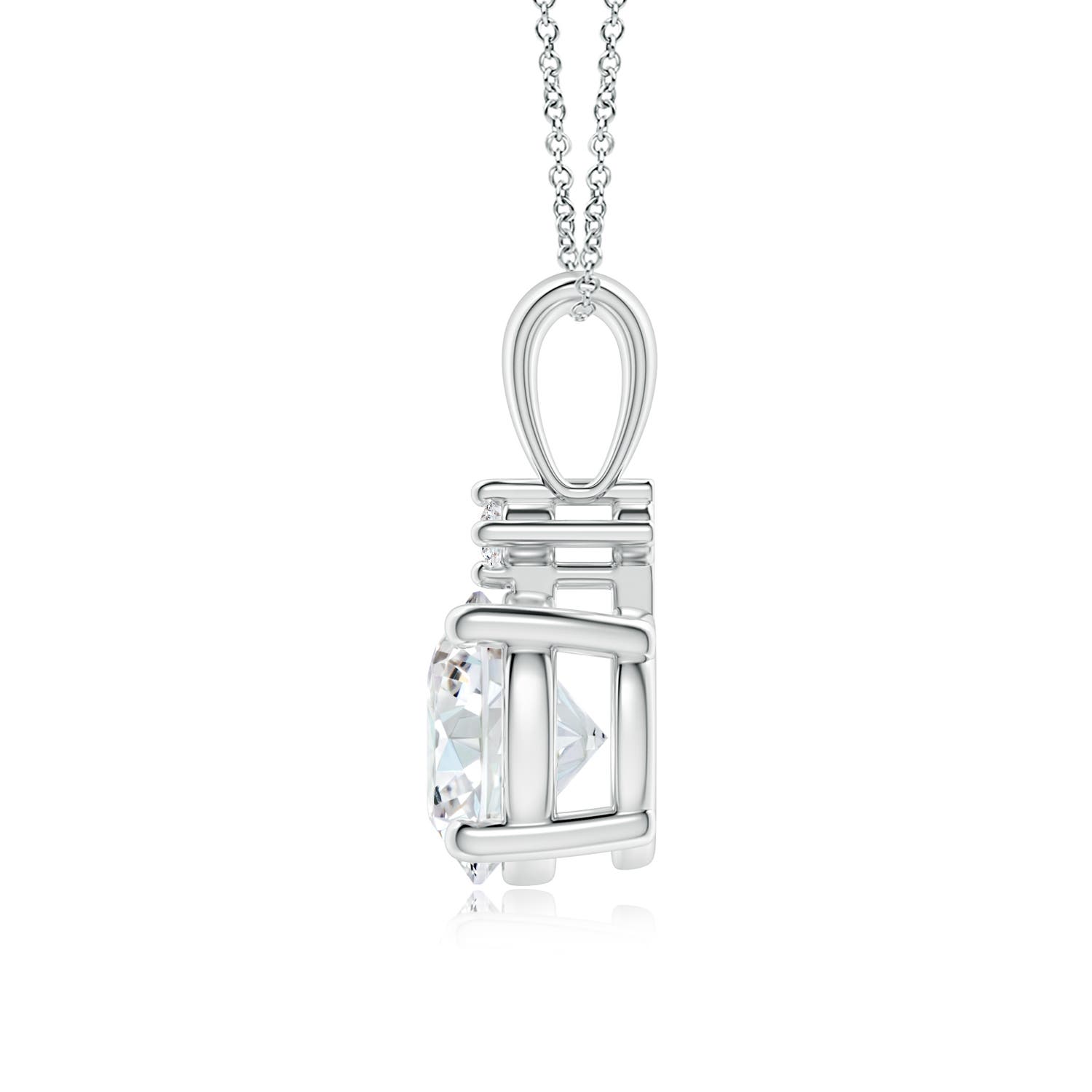 7.4mm FGVS Lab-Grown Round Diamond Solitaire Pendant in White Gold - side 3