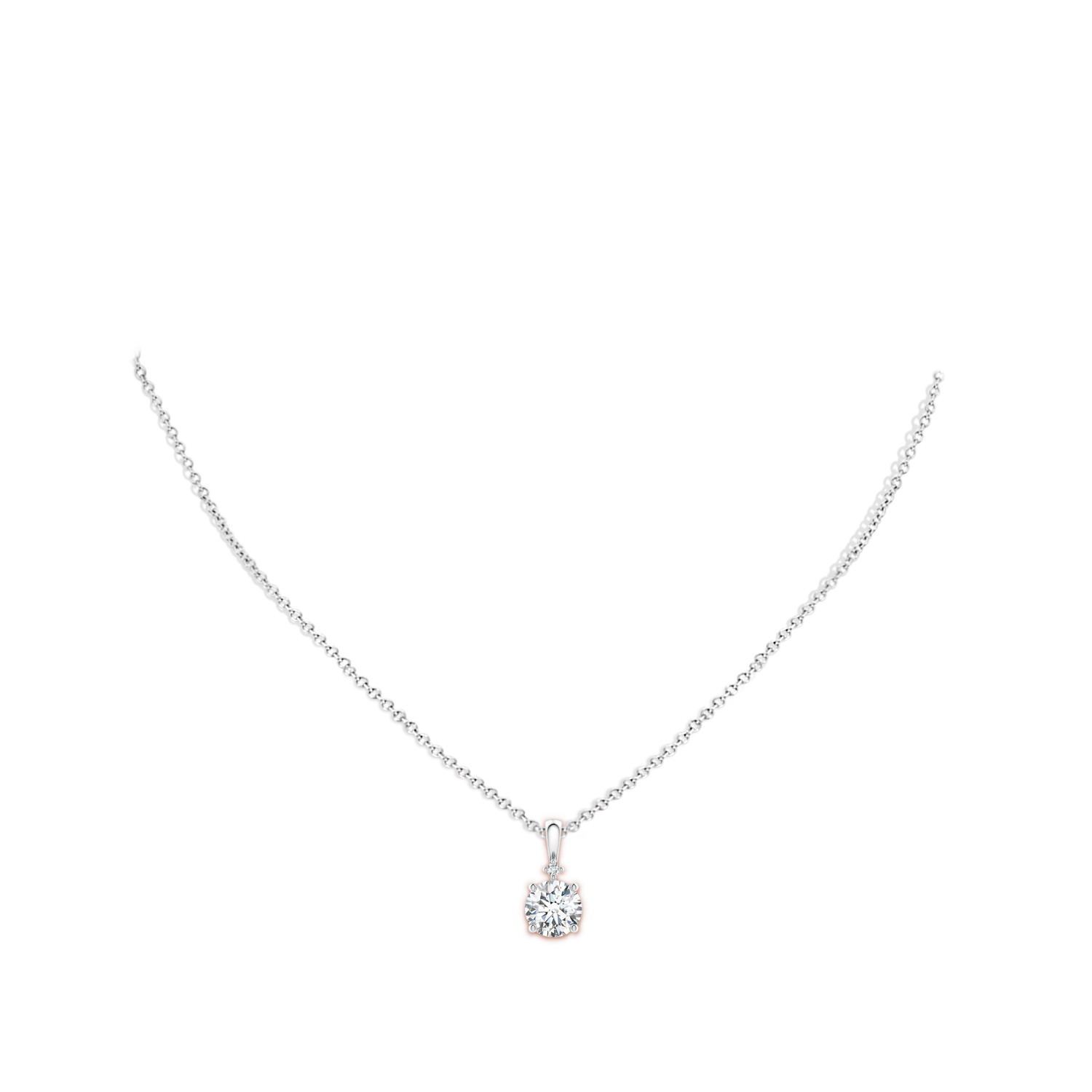 7.4mm FGVS Lab-Grown Round Diamond Solitaire Pendant in White Gold - body_neck
