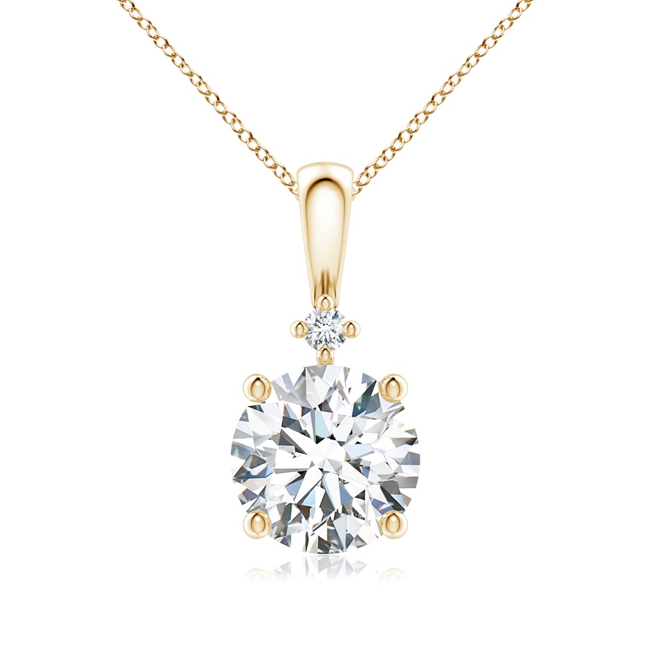 8mm FGVS Lab-Grown Round Diamond Solitaire Pendant in Yellow Gold 