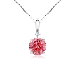 6.4mm Labgrown Round Lab-Grown Fancy Intense Pink Diamond Solitaire Pendant in P950 Platinum