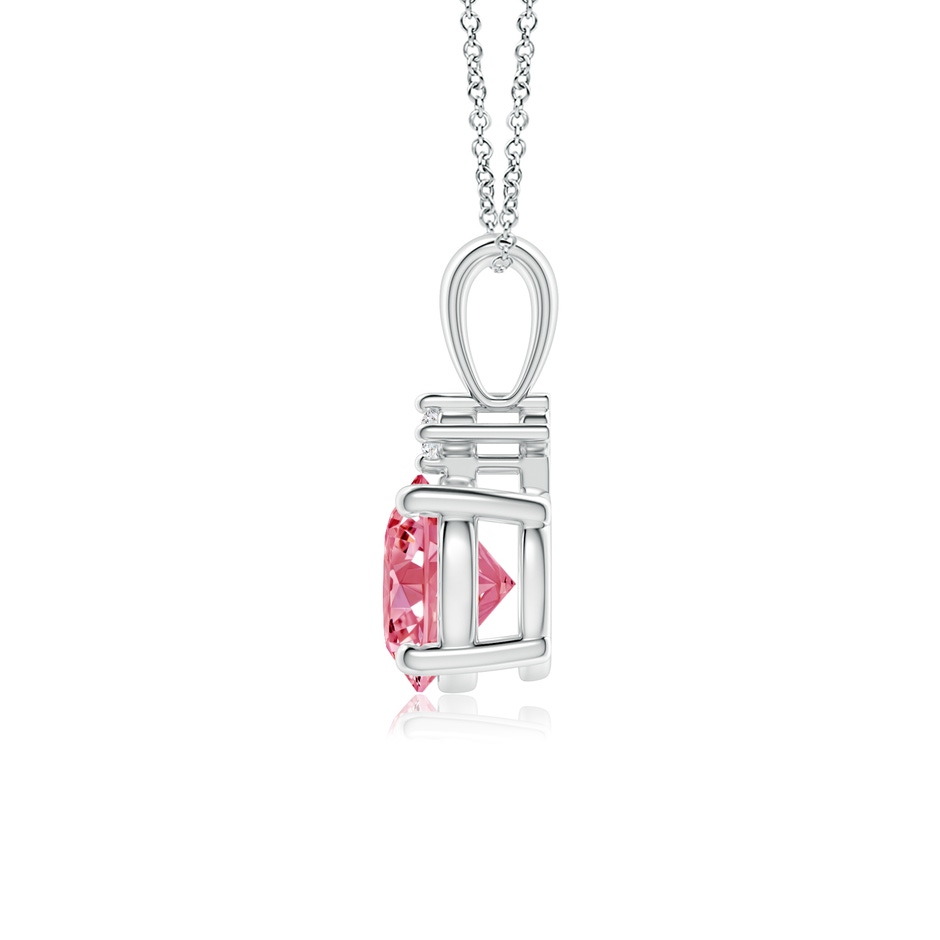 6.4mm Labgrown Round Lab-Grown Fancy Intense Pink Diamond Solitaire Pendant in White Gold side 199