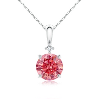 7.4mm Labgrown Round Lab-Grown Fancy Intense Pink Diamond Solitaire Pendant in P950 Platinum