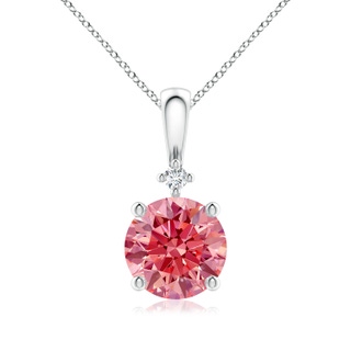 8mm Labgrown Round Lab-Grown Fancy Intense Pink Diamond Solitaire Pendant in P950 Platinum