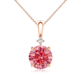 8mm Labgrown Round Lab-Grown Fancy Intense Pink Diamond Solitaire Pendant in Rose Gold