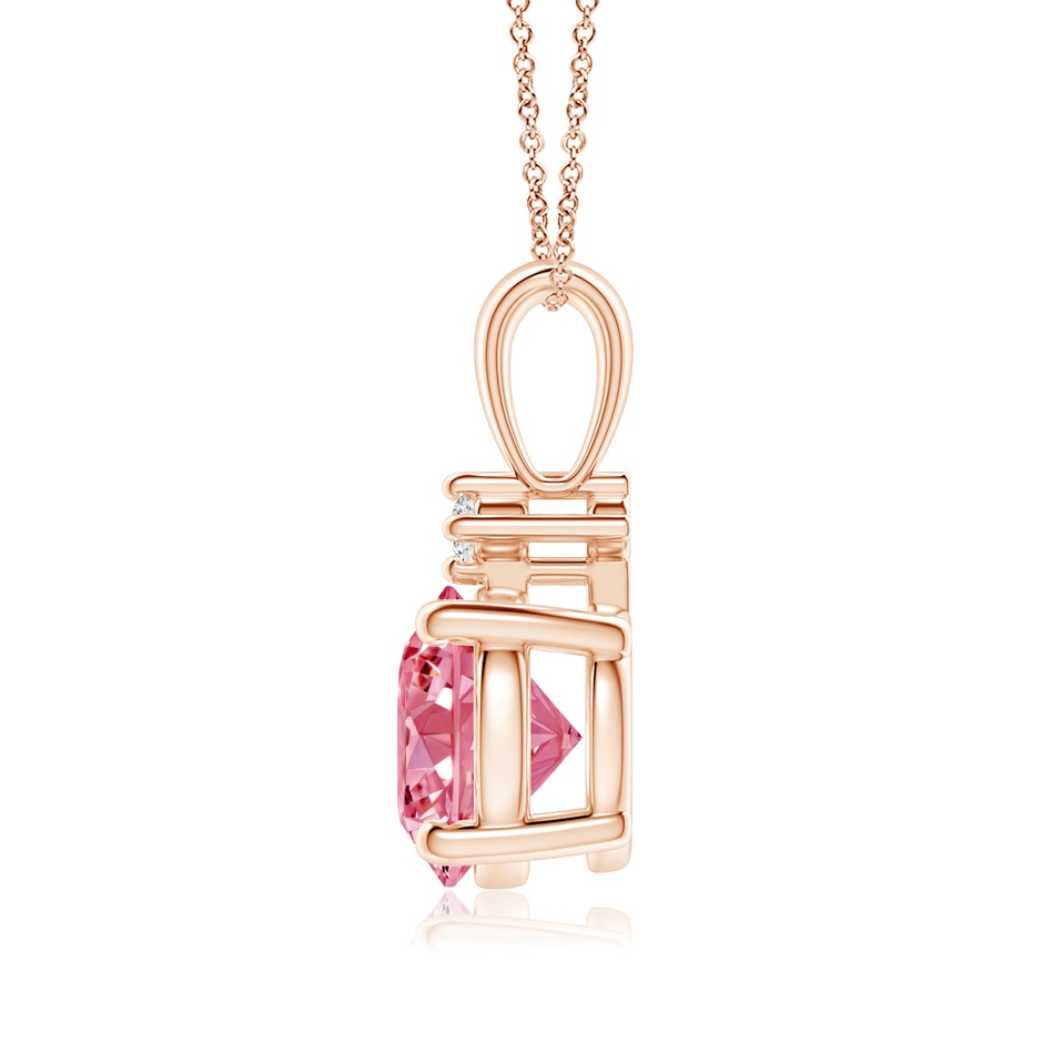 8mm Labgrown Round Lab-Grown Fancy Intense Pink Diamond Solitaire Pendant in Rose Gold side 199