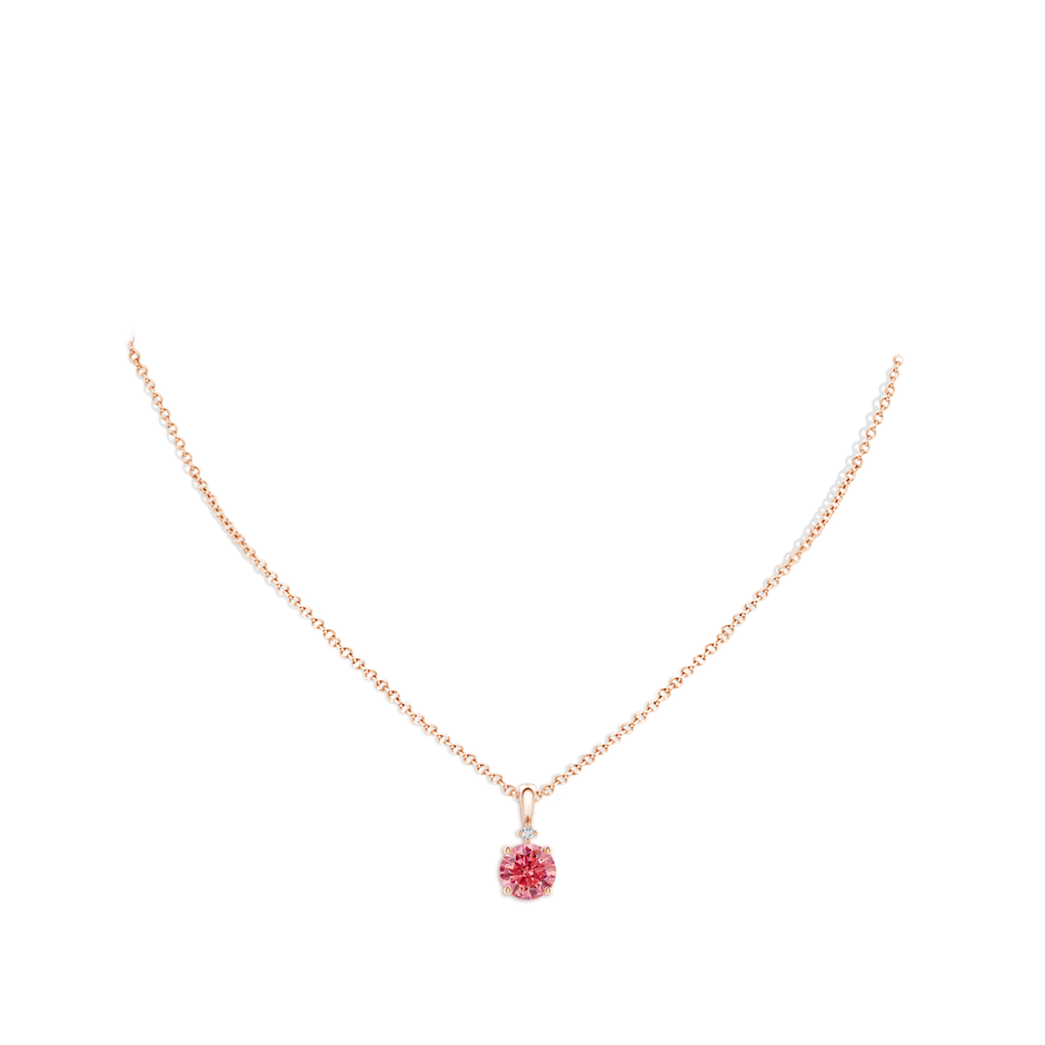 8mm Labgrown Round Lab-Grown Fancy Intense Pink Diamond Solitaire Pendant in Rose Gold pen