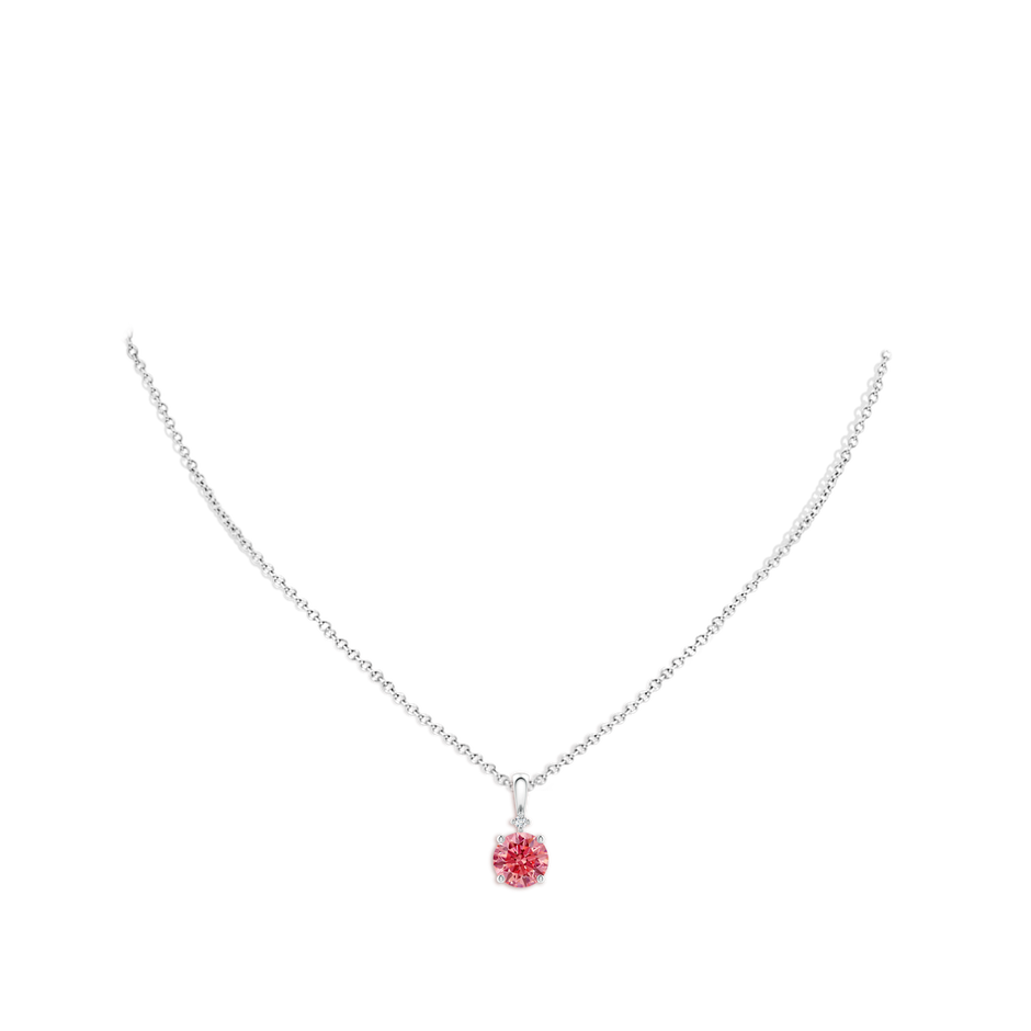 8mm Labgrown Round Lab-Grown Fancy Intense Pink Diamond Solitaire Pendant in White Gold pen