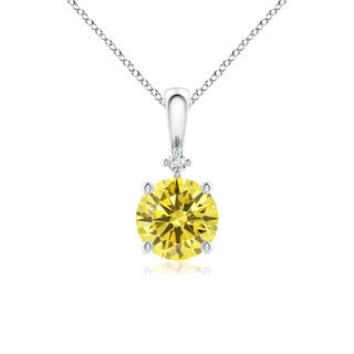 6.4mm Labgrown Round Lab-Grown Fancy Intense Yellow Diamond Solitaire Pendant in P950 Platinum