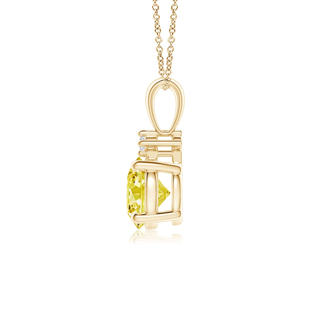 6.4mm Labgrown Round Lab-Grown Fancy Intense Yellow Diamond Solitaire Pendant in Yellow Gold - side 199