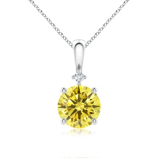 7.4mm Labgrown Round Lab-Grown Fancy Intense Yellow Diamond Solitaire Pendant in P950 Platinum