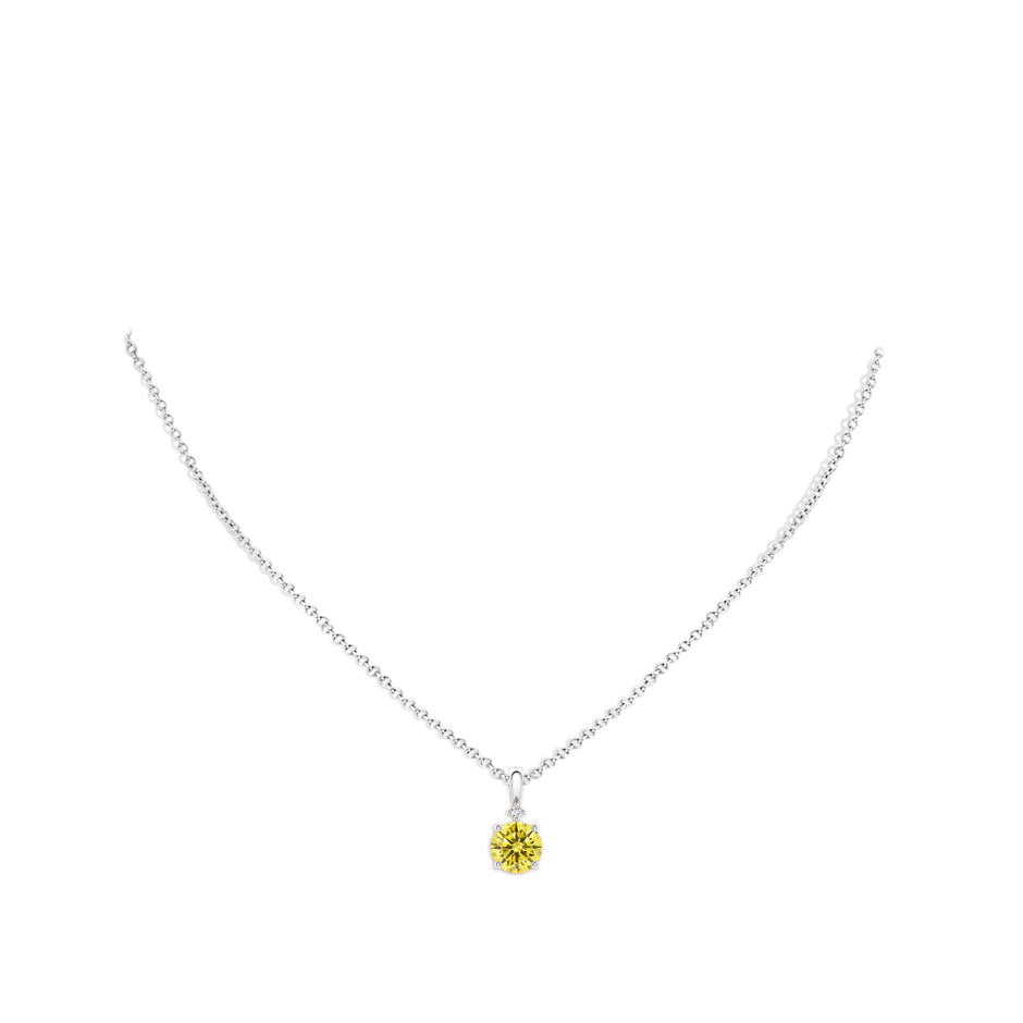 7.4mm Labgrown Round Lab-Grown Fancy Intense Yellow Diamond Solitaire Pendant in White Gold pen