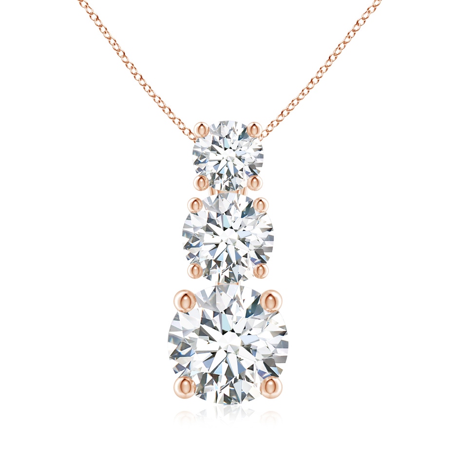 5.5mm FGVS Lab-Grown Diamond Three Stone Pendant in Rose Gold 