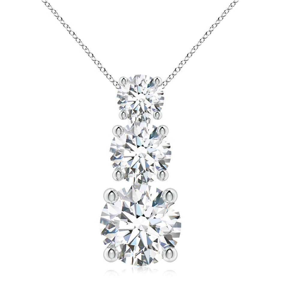 6.4mm FGVS Lab-Grown Diamond Three Stone Pendant in 18K White Gold 