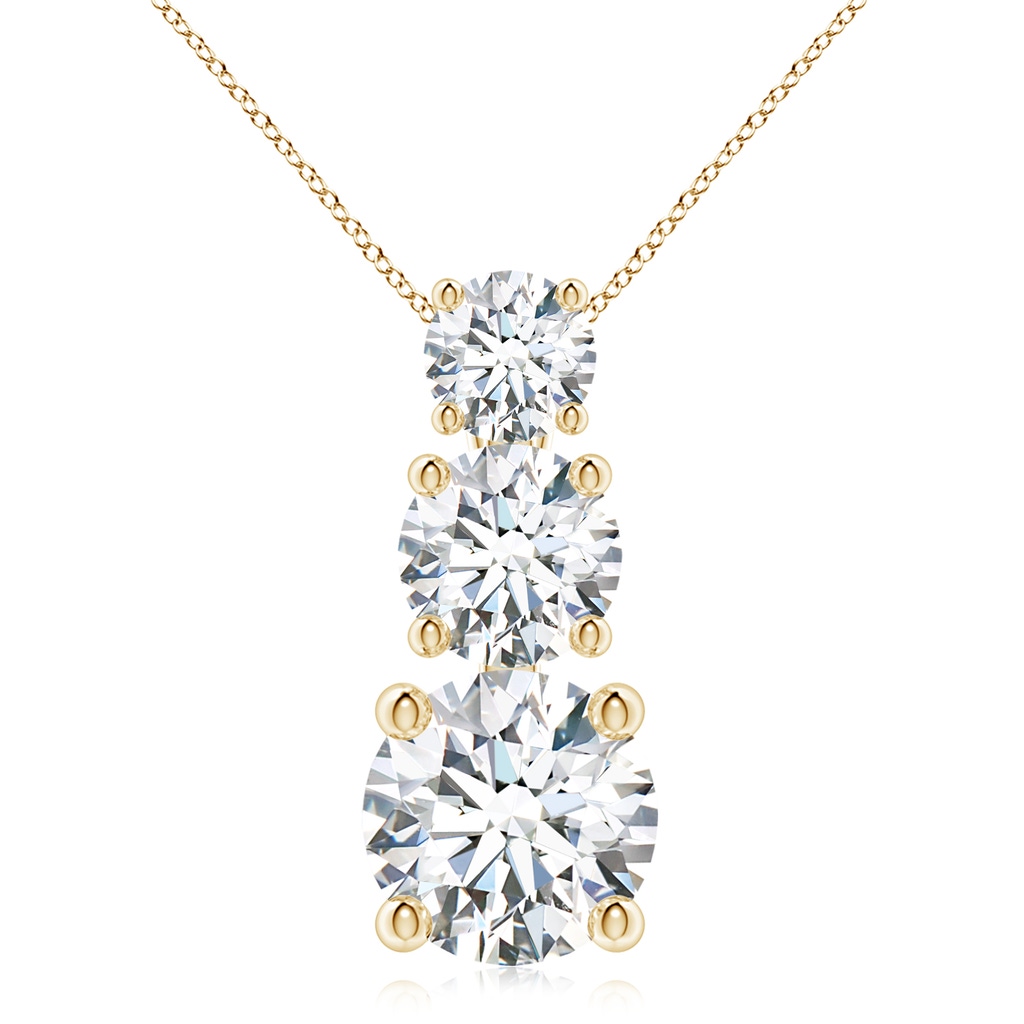 6.4mm FGVS Lab-Grown Diamond Three Stone Pendant in 18K Yellow Gold