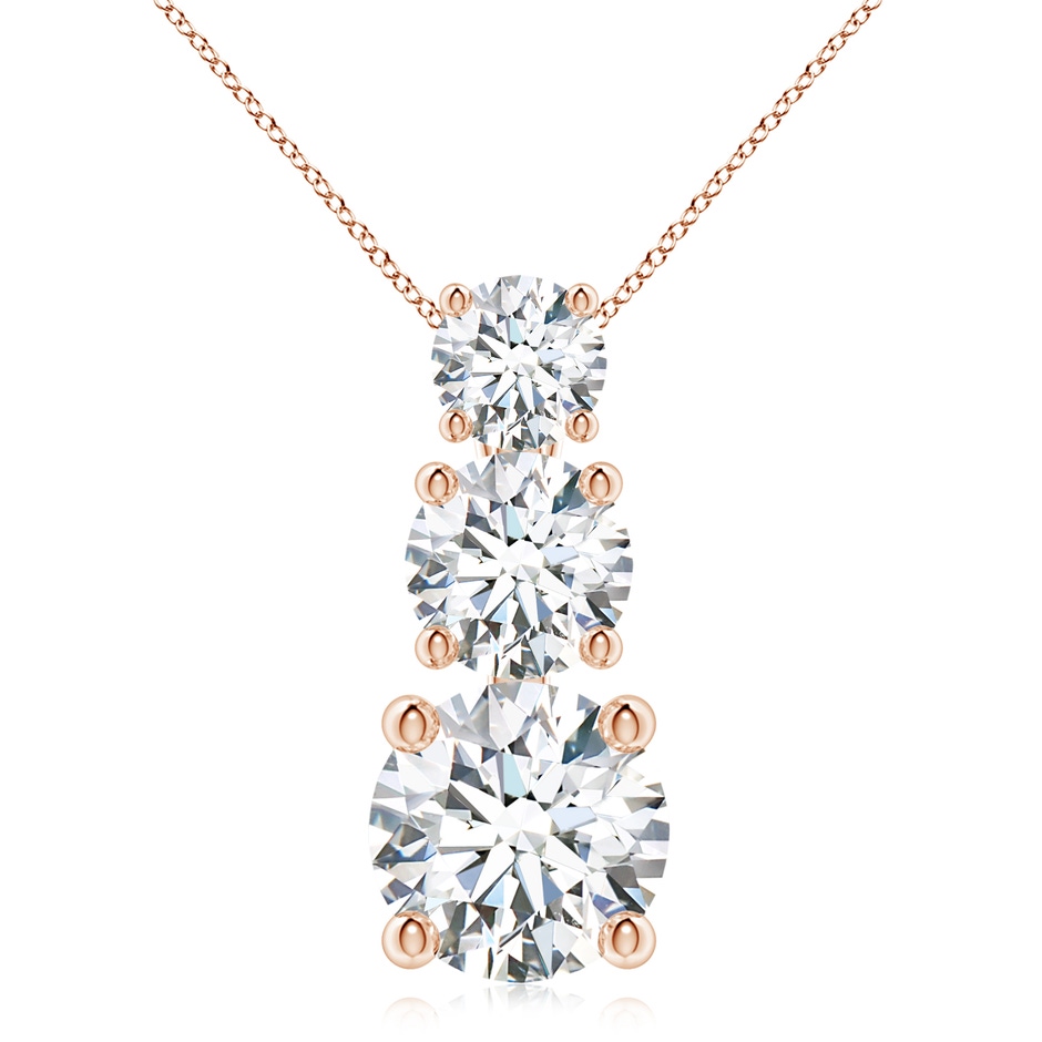 6.4mm FGVS Lab-Grown Diamond Three Stone Pendant in Rose Gold 