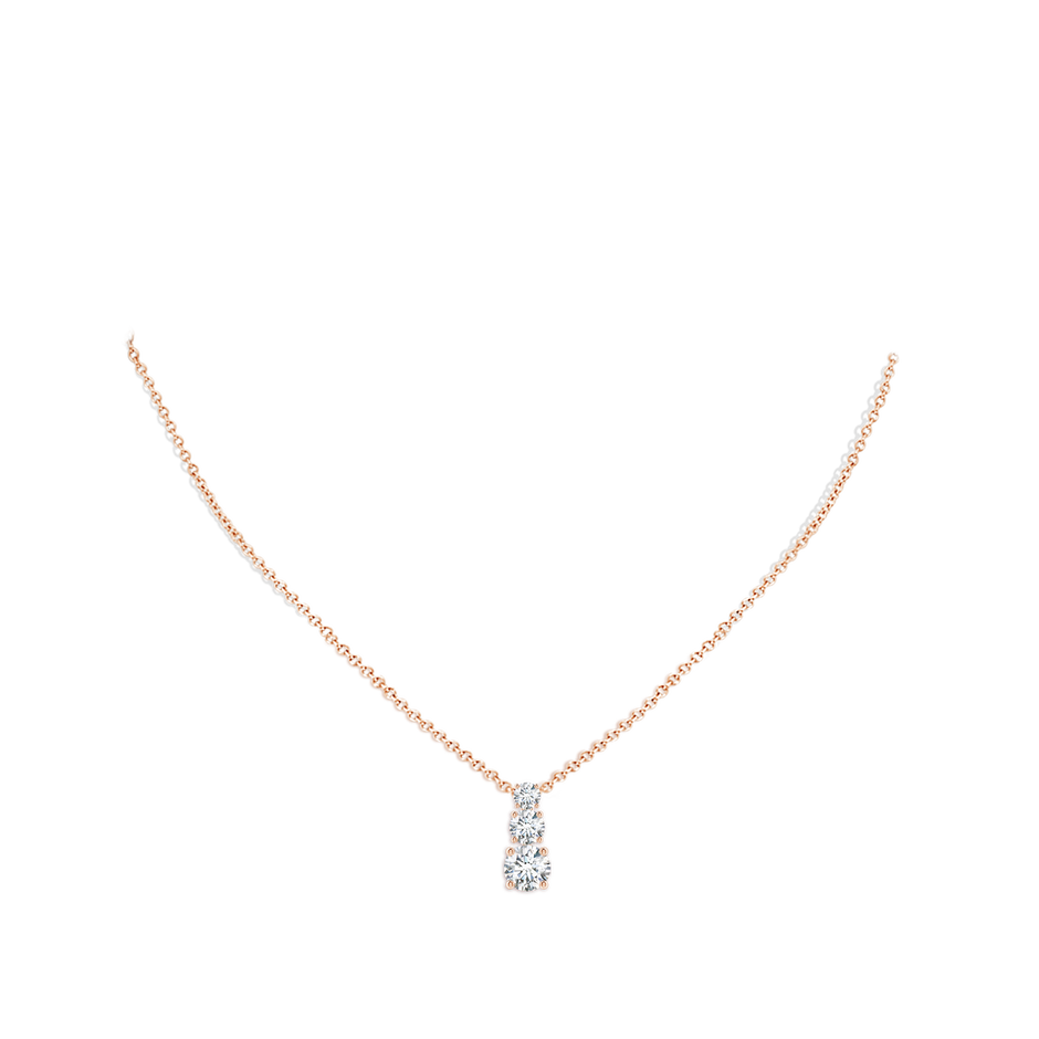 6.4mm FGVS Lab-Grown Diamond Three Stone Pendant in Rose Gold pen