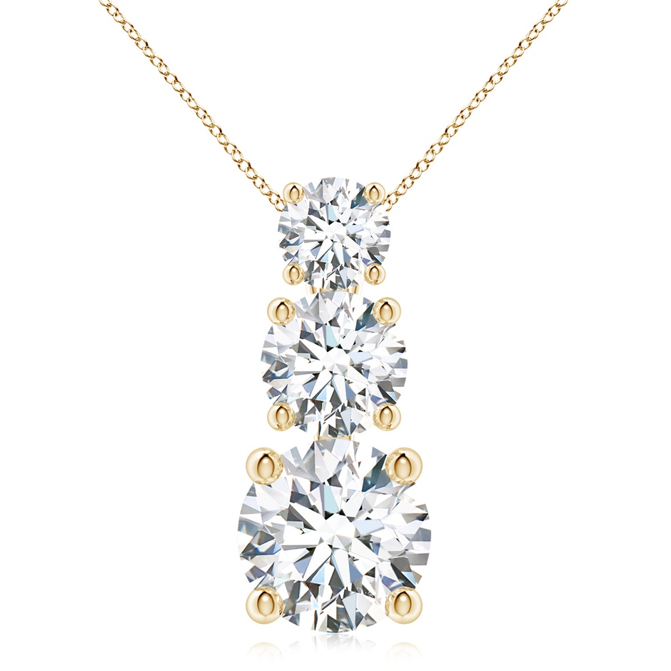 6.4mm FGVS Lab-Grown Diamond Three Stone Pendant in Yellow Gold 