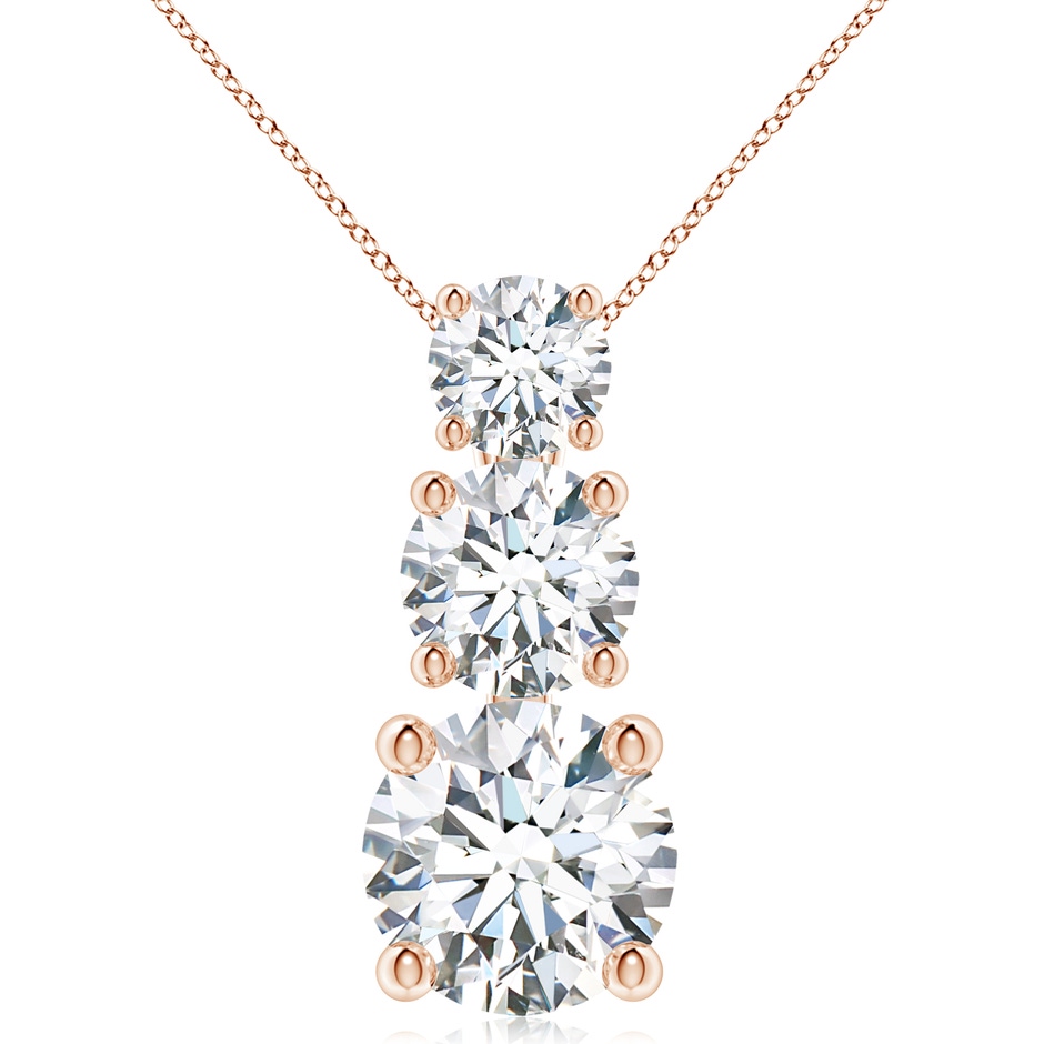 7.4mm FGVS Lab-Grown Diamond Three Stone Pendant in Rose Gold 