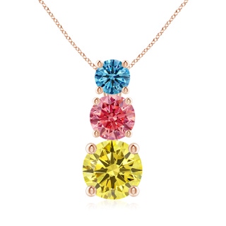 5.5mm Labgrown Lab-Grown Fancy Intense Multi-Colour Diamond Three Stone Pendant in 9K Rose Gold