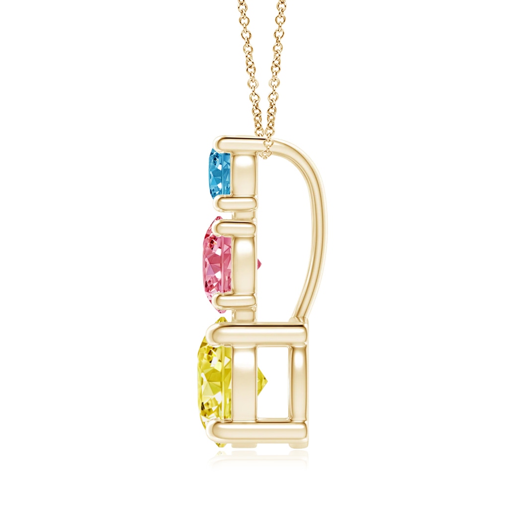 5.5mm Labgrown Lab-Grown Fancy Intense Multi-Color Diamond Three Stone Pendant in Yellow Gold - side 199