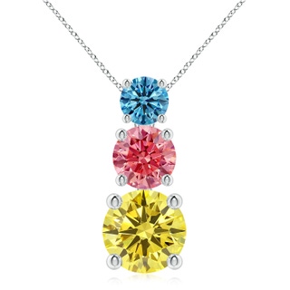 6.4mm Labgrown Lab-Grown Fancy Intense Multi-Colour Diamond Three Stone Pendant in P950 Platinum