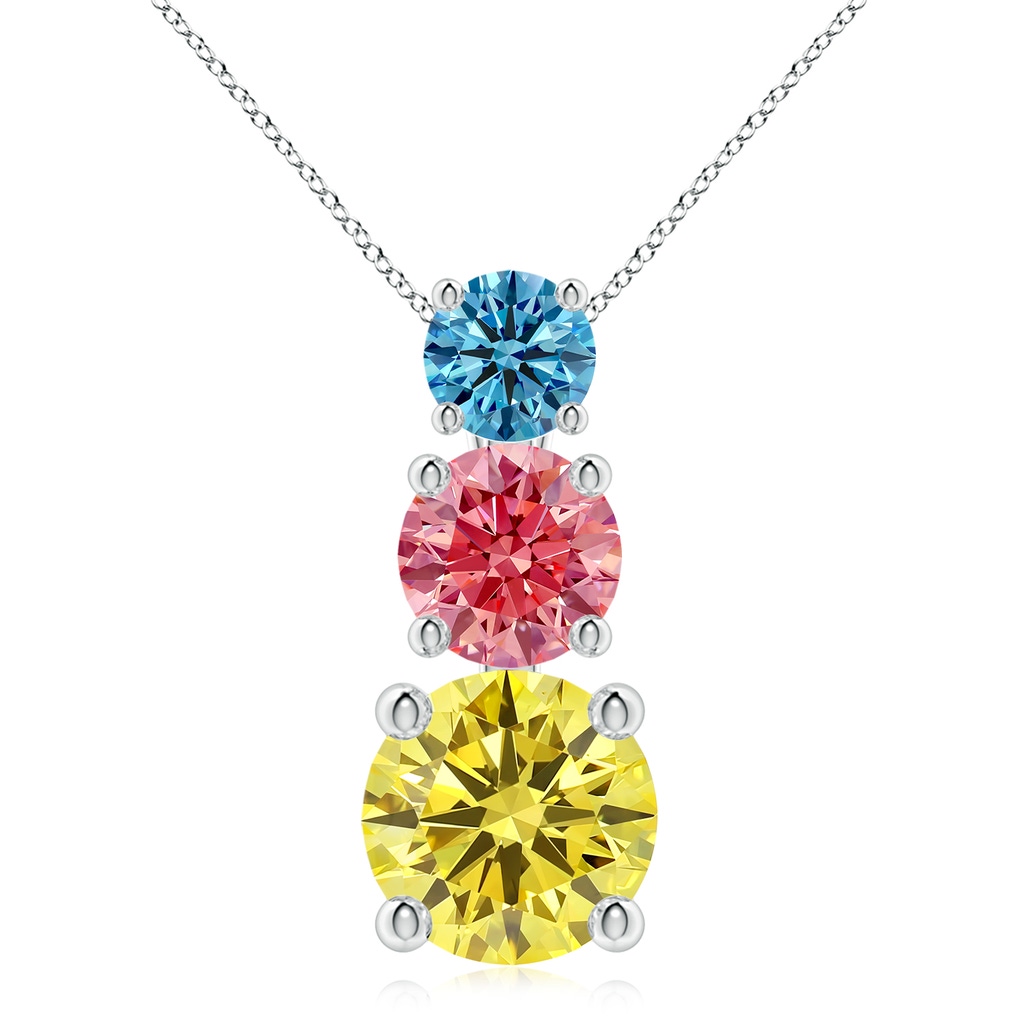 6.4mm Labgrown Lab-Grown Fancy Intense Multi-Color Diamond Three Stone Pendant in White Gold