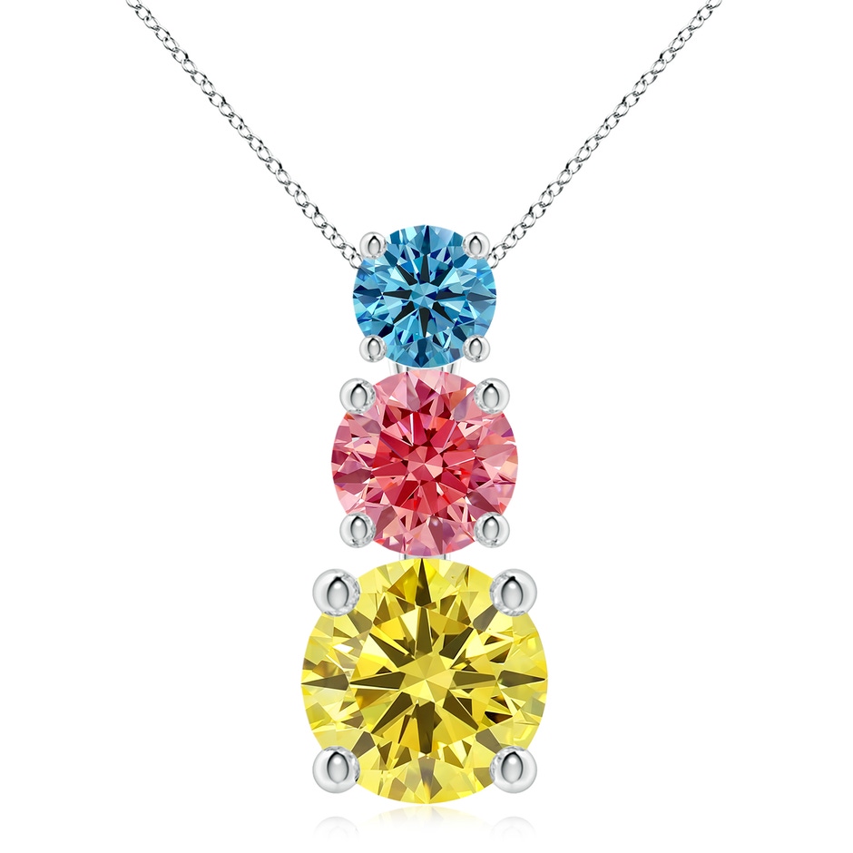 6.4mm Labgrown Lab-Grown Fancy Intense Multi-Colour Diamond Three Stone Pendant in White Gold 