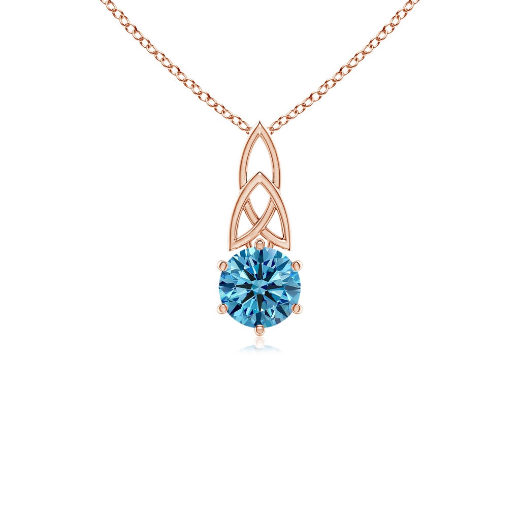 5.1mm Labgrown Solitaire Round Lab-Grown Fancy Intense Blue Diamond Celtic Knot Pendant in Rose Gold