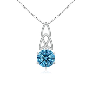 6.5mm Labgrown Solitaire Round Lab-Grown Fancy Intense Blue Diamond Celtic Knot Pendant in P950 Platinum