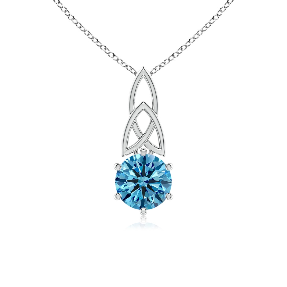 6.5mm Labgrown Solitaire Round Lab-Grown Fancy Intense Blue Diamond Celtic Knot Pendant in White Gold 