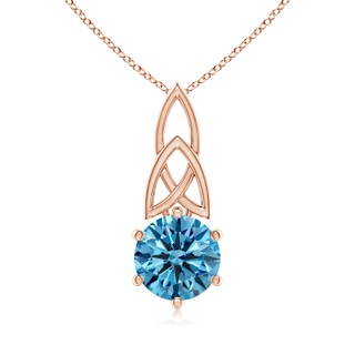 8mm Labgrown Solitaire Round Lab-Grown Fancy Intense Blue Diamond Celtic Knot Pendant in 9K Rose Gold