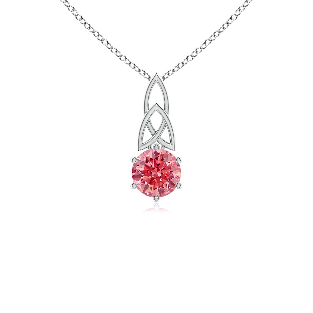 5.1mm Labgrown Solitaire Round Lab-Grown Fancy Intense Pink Diamond Celtic Knot Pendant in P950 Platinum