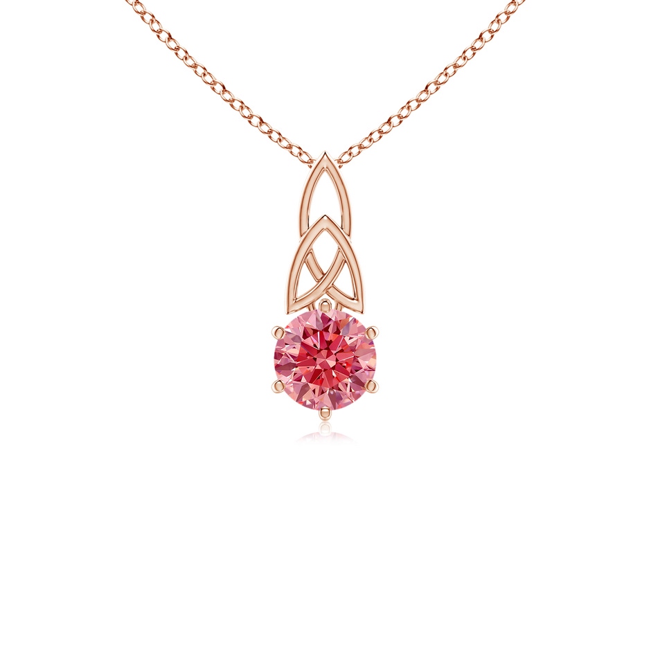 5.1mm Labgrown Solitaire Round Lab-Grown Fancy Intense Pink Diamond Celtic Knot Pendant in Rose Gold 