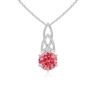 6.5mm Labgrown Solitaire Round Lab-Grown Fancy Intense Pink Diamond Celtic Knot Pendant in P950 Platinum