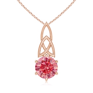 8mm Labgrown Solitaire Round Lab-Grown Fancy Intense Pink Diamond Celtic Knot Pendant in 10K Rose Gold