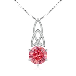 8mm Labgrown Solitaire Round Lab-Grown Fancy Intense Pink Diamond Celtic Knot Pendant in P950 Platinum