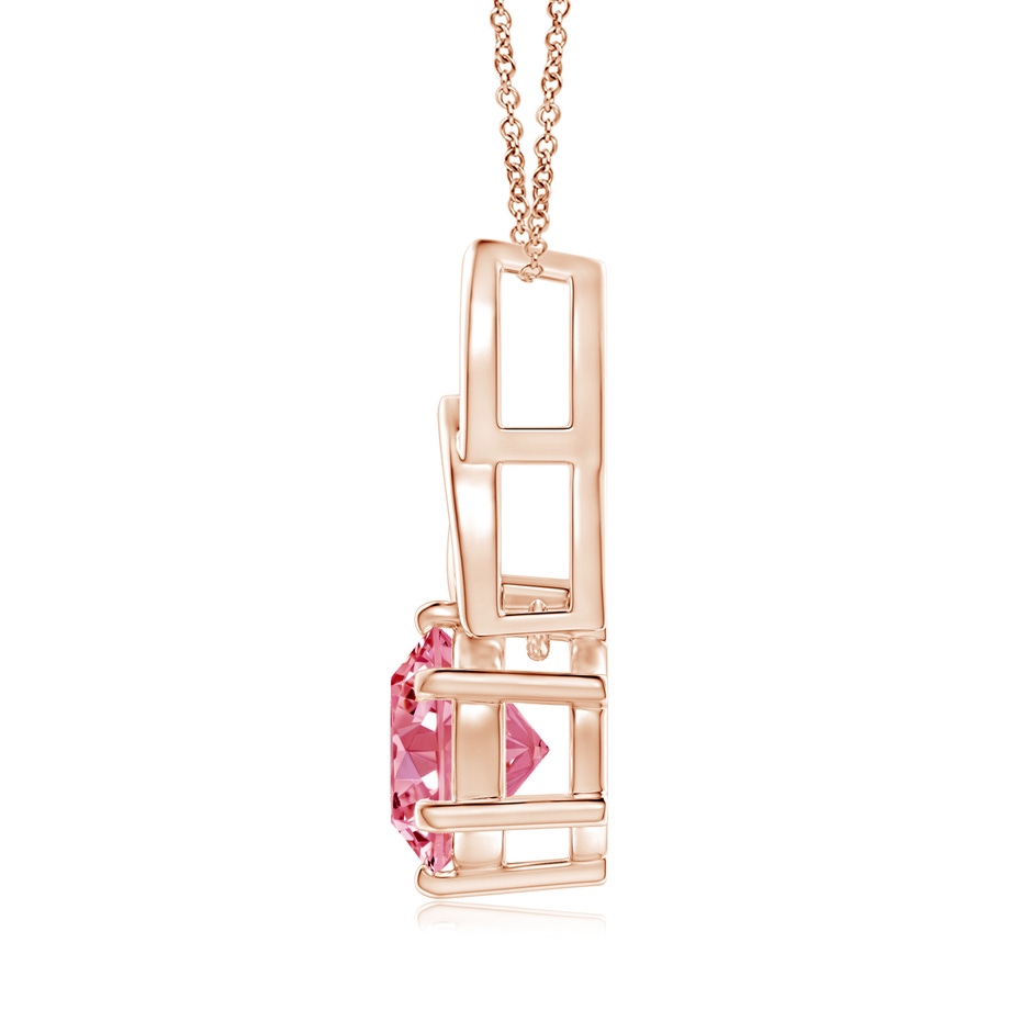 8mm Labgrown Solitaire Round Lab-Grown Fancy Intense Pink Diamond Celtic Knot Pendant in Rose Gold side 199