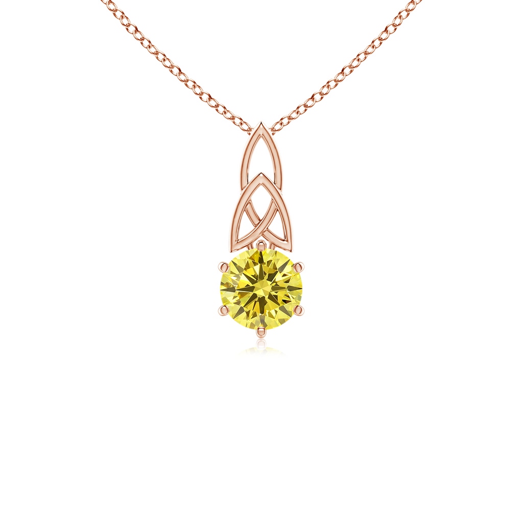 5.1mm Labgrown Solitaire Round Lab-Grown Fancy Intense Yellow Diamond Celtic Knot Pendant in Rose Gold