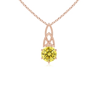 5.1mm Labgrown Solitaire Round Lab-Grown Fancy Intense Yellow Diamond Celtic Knot Pendant in Rose Gold