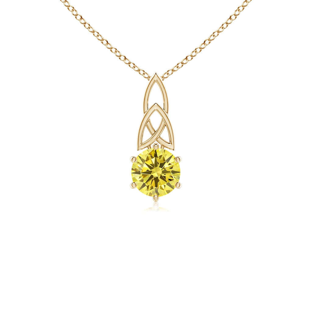 5.1mm Labgrown Solitaire Round Lab-Grown Fancy Intense Yellow Diamond Celtic Knot Pendant in Yellow Gold