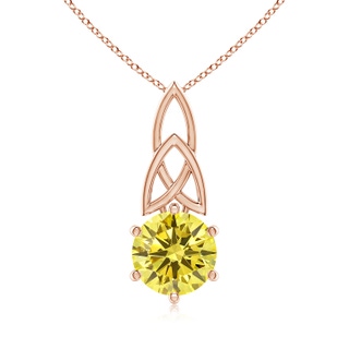 8mm Labgrown Solitaire Round Lab-Grown Fancy Intense Yellow Diamond Celtic Knot Pendant in 10K Rose Gold