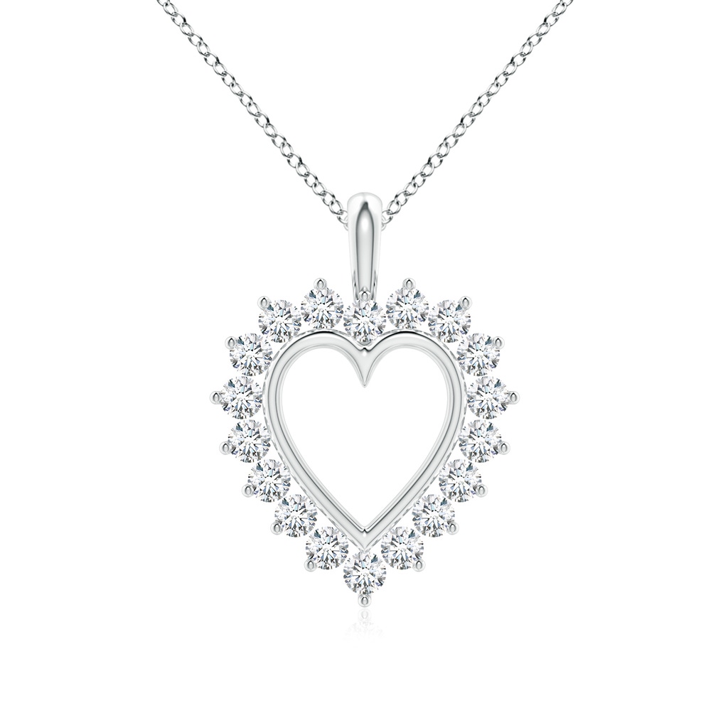 2mm FGVS Lab-Grown-Diamond Open Heart V-Bale Pendant in P950 Platinum