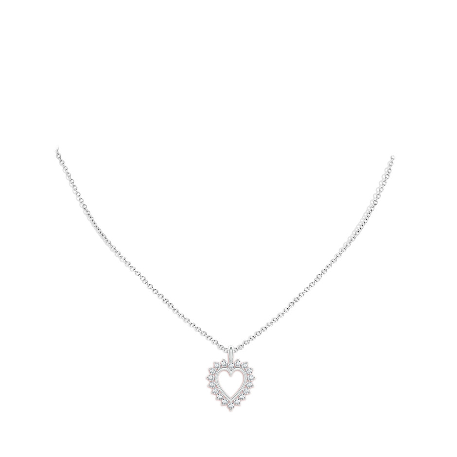 2mm FGVS Lab-Grown-Diamond Open Heart V-Bale Pendant in P950 Platinum pen